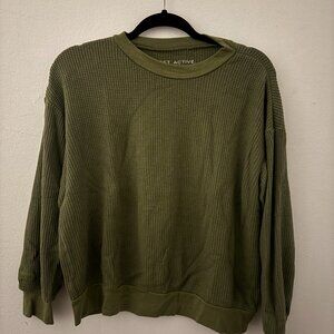 Set Active Waffle Knit Long Sleeve - Olive Green - Sz Small (Oversized Fit)